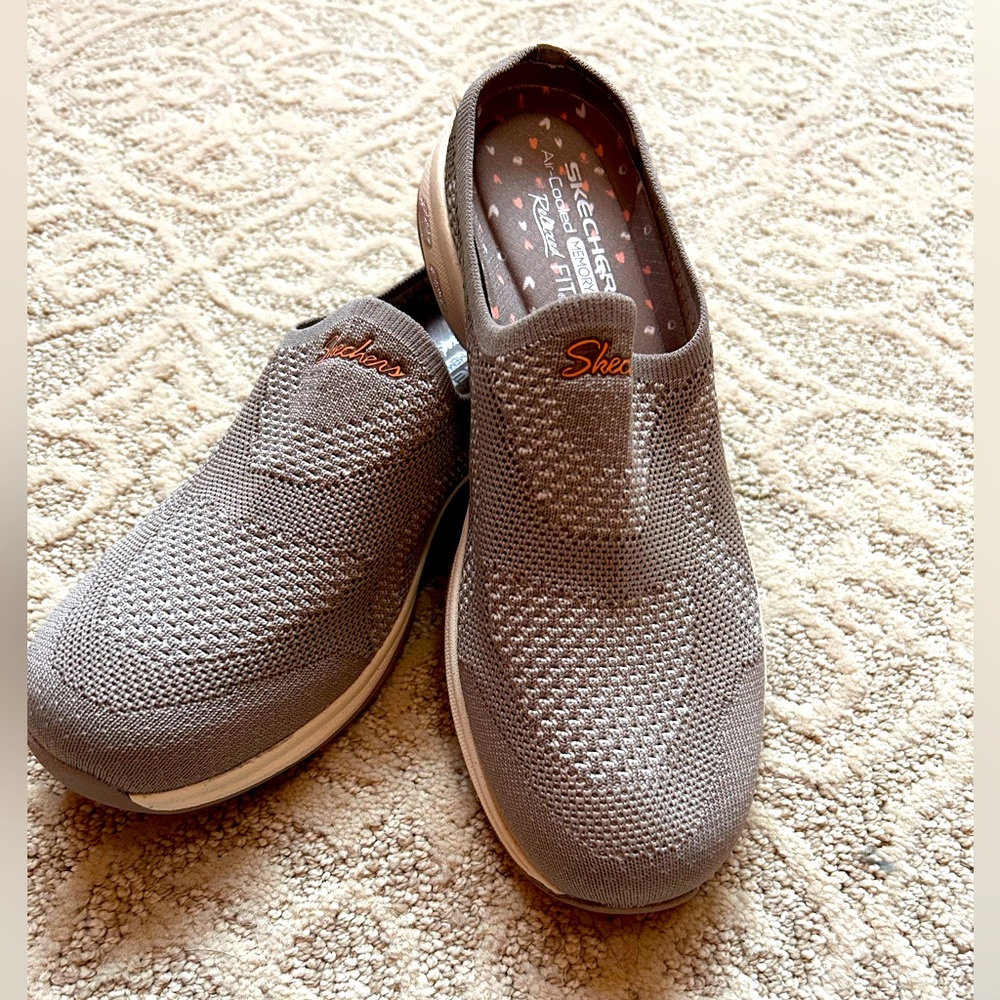 Never worn Skechers Air Cooled Memory Foam Slides
